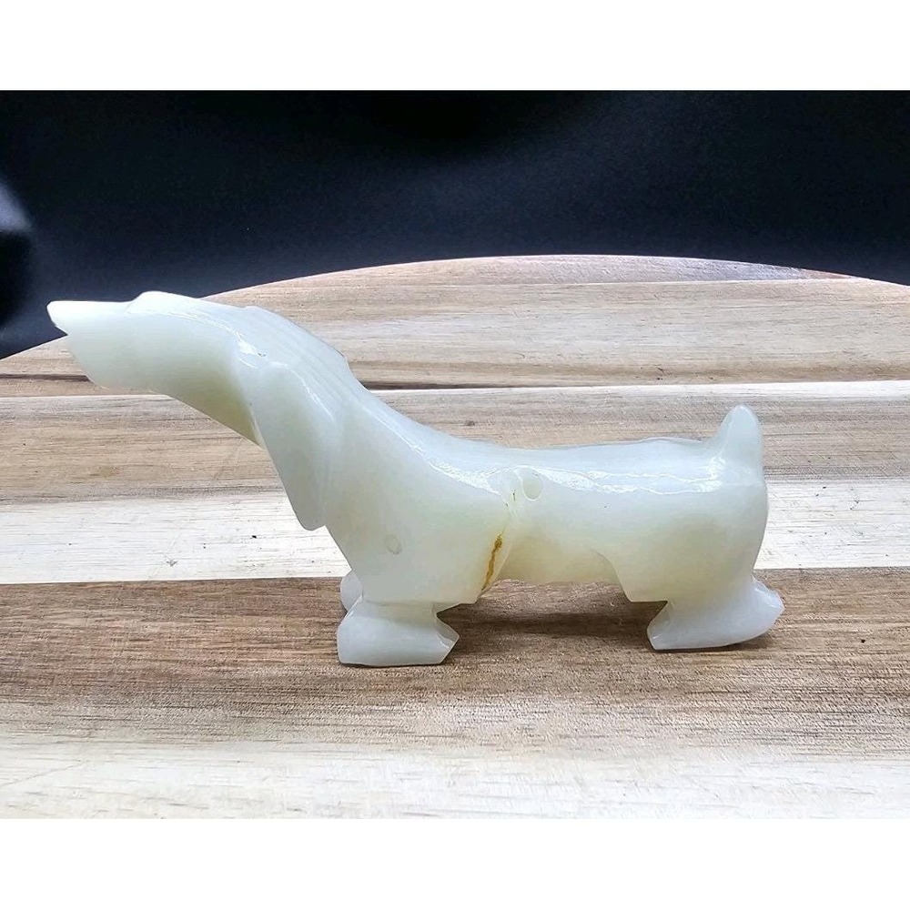 Vintage Alabaster Stone Dachshund Figurine